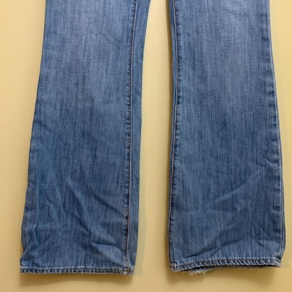575 Denim Blue Denim Bootcut Distressed Ripped Frayed Low-rise 5 Pocket Jeans 28 - Picture 5 of 17